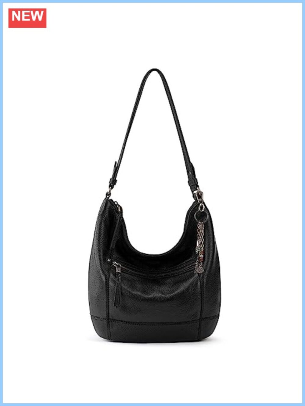 Leather Hobo Bag Large Slouchy Shoulder Purse Zip Pocket